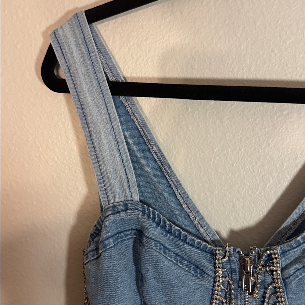 Hot & Delicious Denim Jumpsuit with Silver Accents - Picture 5 of 10
